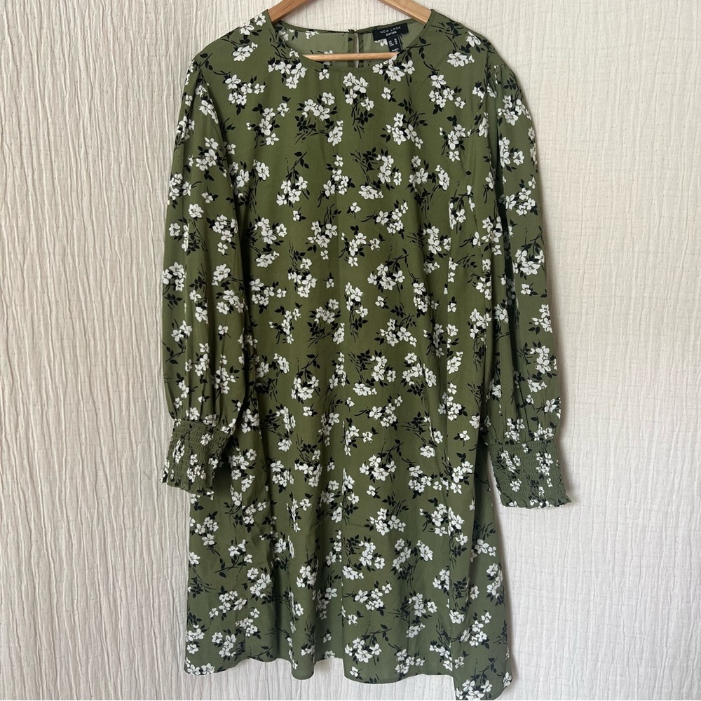 new look curves olive floral dress size 22 - Picture 2 of 11